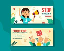 Violence Against Women Horizontal Banner Illustration Flat Cartoon Hand Drawn Templates Background vector