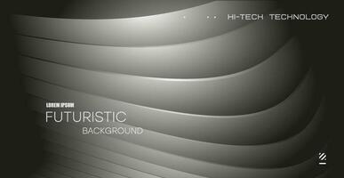 3D Black and white paper waves abstract banner design. Elegant wavy vector background.