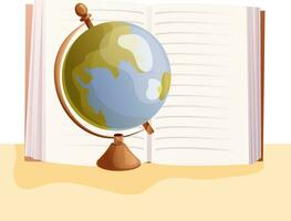 Vector illustration of World Globe and Open Text Book. International education Concept