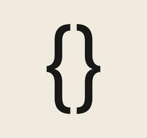 Curly braces symbol and dobule braces, symmetric sign for text quote, mathematics, typography swirly mark, opening and closing frames for punctuation in maths on background flat vector illustration.