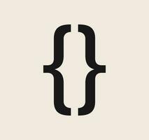 Curly braces symbol and dobule braces, symmetric sign for text quote, mathematics, typography swirly mark, opening and closing frames for punctuation in maths on background flat vector illustration.