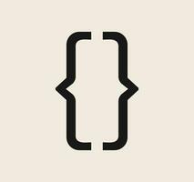 Curly braces symbol and dobule braces, symmetric sign for text quote, mathematics, typography swirly mark, opening and closing frames for punctuation in maths on background flat vector illustration.