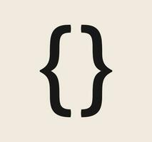Curly braces symbol and dobule braces, symmetric sign for text quote, mathematics, typography swirly mark, opening and closing frames for punctuation in maths on background flat vector illustration.