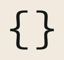 Curly braces symbol and dobule braces, symmetric sign for text quote, mathematics, typography swirly mark, opening and closing frames for punctuation in maths on background flat vector illustration.