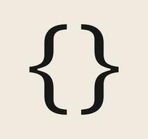 Curly braces symbol and dobule braces, symmetric sign for text quote, mathematics, typography swirly mark, opening and closing frames for punctuation in maths on background flat vector illustration.