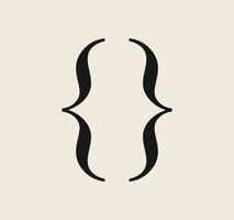 Curly braces symbol and dobule braces, symmetric sign for text quote, mathematics, typography swirly mark, opening and closing frames for punctuation in maths on background flat vector illustration.