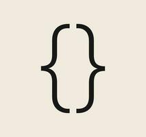 Curly braces symbol and dobule braces, symmetric sign for text quote, mathematics, typography swirly mark, opening and closing frames for punctuation in maths on background flat vector illustration.