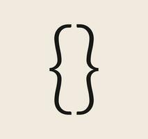 Curly braces symbol and dobule braces, symmetric sign for text quote, mathematics, typography swirly mark, opening and closing frames for punctuation in maths on background flat vector illustration.