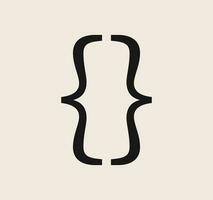 Curly braces symbol and dobule braces, symmetric sign for text quote, mathematics, typography swirly mark, opening and closing frames for punctuation in maths on background flat vector illustration.