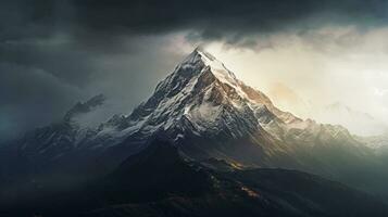 generativo ai, majestuoso montañas el grandeza de imponente montaña rangos foto