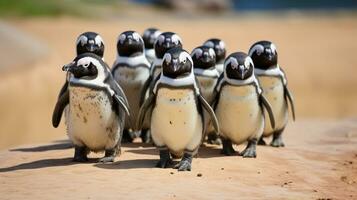 Waddling Wonder A Playful Penguin Parade, AI Generative photo