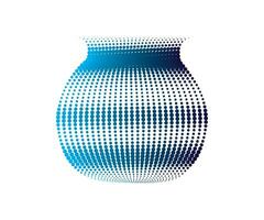 a blue vase with a dotted pattern on it, a blue and pink swirl logo, a circular dot pattern with blue and pink colors, dot cmyk black gradient symbol logotype circular shape spiral halftone circle vector