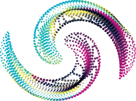 colorful swirl vector, green and pink color abstract halftone dot pattern vector illustration flower