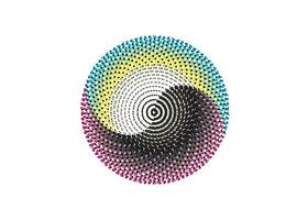 CMYK circle effect circle logo circles swirl background halftone circle radial gradient round, vector