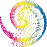 a colorful swirl of dots on a white background, a circular dot pattern with blue and pink colors, dot cmyk black gradient symbol logotype circular shape spiral halftone circle round abstract circle vector