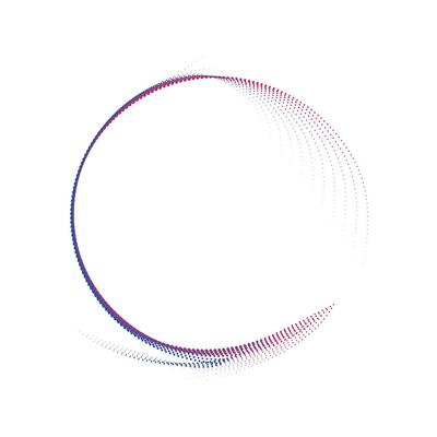 a circle with a red and blue design, a blue and pink swirl logo, a circular dot pattern with blue and pink colors, dot cmyk black gradient symbol logotype circular shape spiral halftone circle