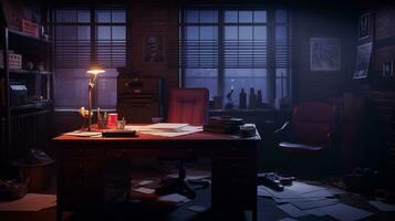 Gritty Detective's Office, AI Generative photo