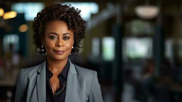 Confident African American Businesswoman in Work Attire, AI Generative photo