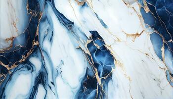 Generative AI, Glossy Blue and White Marble Texture photo