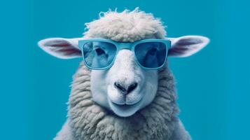 Generative AI, Cool Sheep Stylish Shades on a Pastel Playground photo