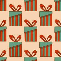 Christmas Gift Box Pattern Background. Social Media Post. Christmas Decoration Vector Illustration.