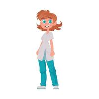 The girl doctor looks funny and pretty when she wears her special clothes Vector Illustration