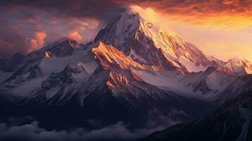 Generative AI, Majestic Majesty A Captivating View of Snowcapped Peaks photo