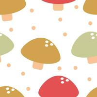 Seamless cartoon colorful mushroom pattern for fabric prints, textiles, gift wrapping paper. colorful vector for children, flat style