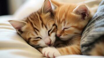 Snuggle Buddies Cozy Kitten Cuddles, AI Generative photo