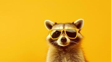 Generative AI, Cool Raccoon Stylish Shades on Pastel Playground photo