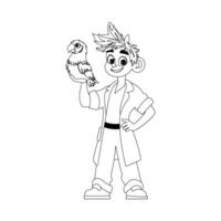A cartoon boy holding a bird in his hand vector