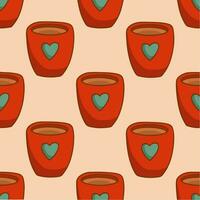 Christmas Mug with Chocolate Milk Pattern Background. Social Media Post. Christmas Vector Illustration.