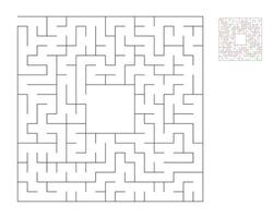 Square maze,  logic game with labyrinths.  maze game. A maze with answers vector