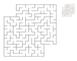 Square maze,  logic game with labyrinths.  maze game. A maze with answers vector