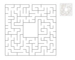 Square maze,  logic game with labyrinths.  maze game. A maze with answers vector