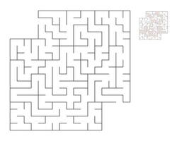 Square maze,  logic game with labyrinths.  maze game. A maze with answers vector