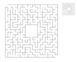 Square maze,  logic game with labyrinths.  maze game. A maze with answers vector