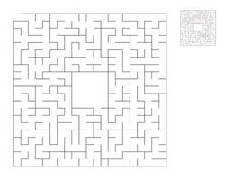 Square maze,  logic game with labyrinths.  maze game. A maze with answers vector