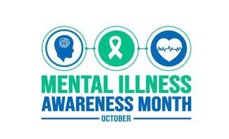 October is Mental Illness Awareness Month background template. Holiday concept. background, banner, placard, card, and poster design template with text inscription and standard color. vector