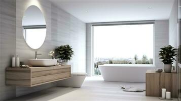 Generative AI, Zen Minimalism A Serene and Functional Bathroom Design photo