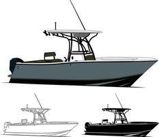 High quality fishing boat vector art, Which printable on various materials.