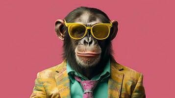 generativo ai, frio chimpance Gafas de sol estilo foto