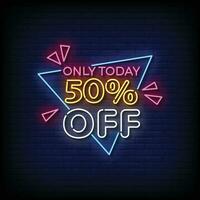 Neon Sign only today with brick wall background vector