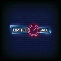 Neon Sign limited sale with brick wall background vector