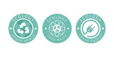 A set of logos on the theme of recycling, ecology and zero pollution. Isolated on white background. illustration. vector