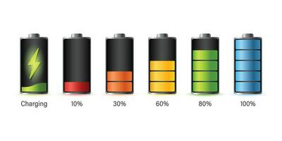 Realistic alkaline battery set icon in flat style. Diffrent size accumulator vector illustration on isolated background. Accumulator recharge sign business concept.