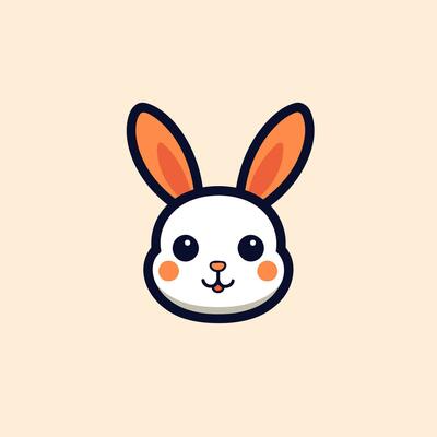 Cute bunny icon, vector illustration. Flat design style, modern logotype concept.