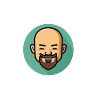 Vector illustration of a bald man with beard and mustache in flat style