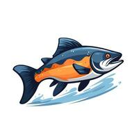 Salmon fish isolated on white background. Vector illustration in cartoon style.