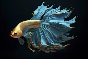 3d rendering. fish on black background. Generative AI photo